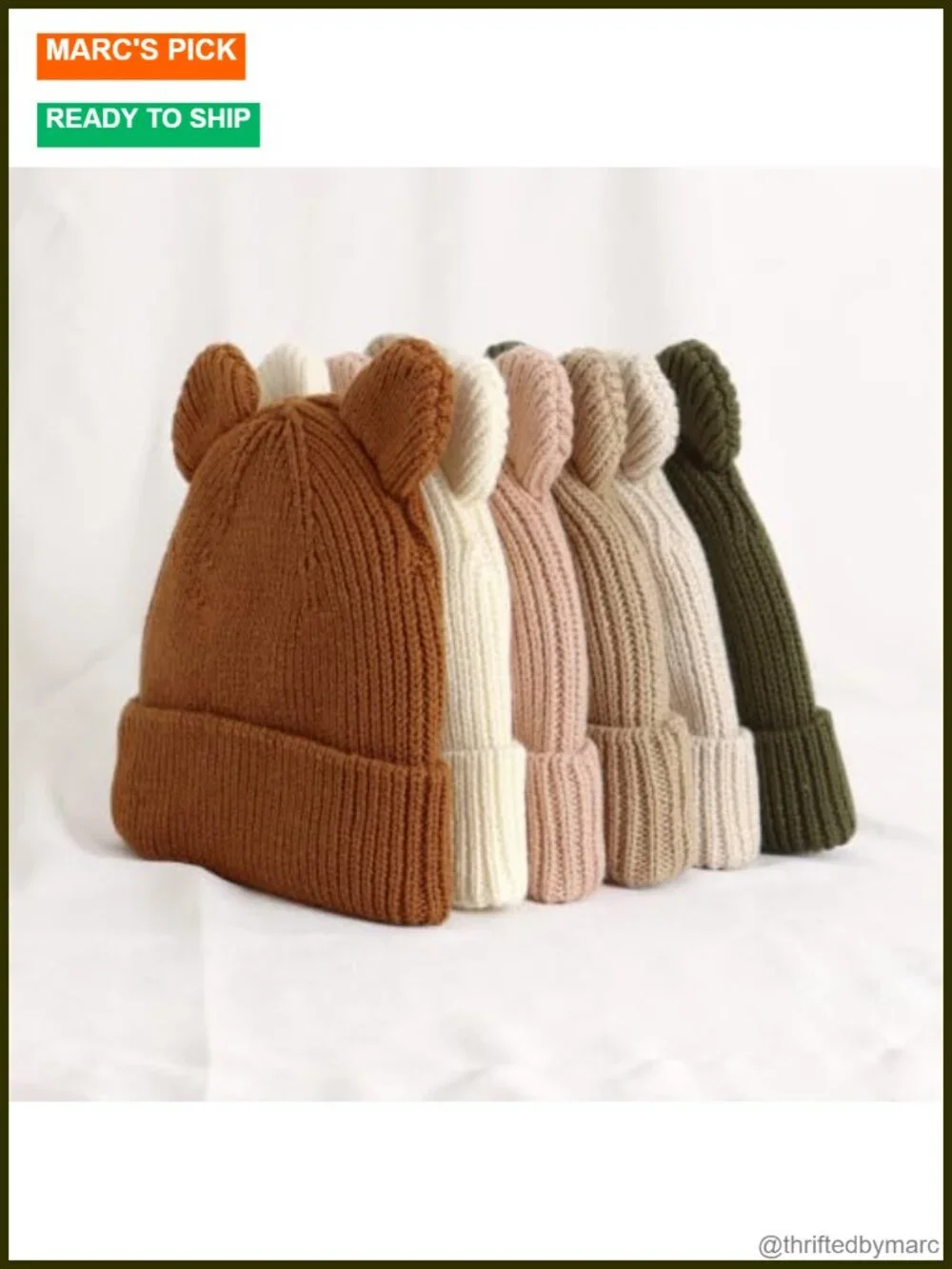 Cotton Knitted Baby Beanie 2 Pack Bear Ear Design Winter Hat Infant Toddler